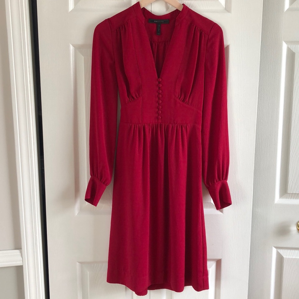 BCBG long sleeve silk dress